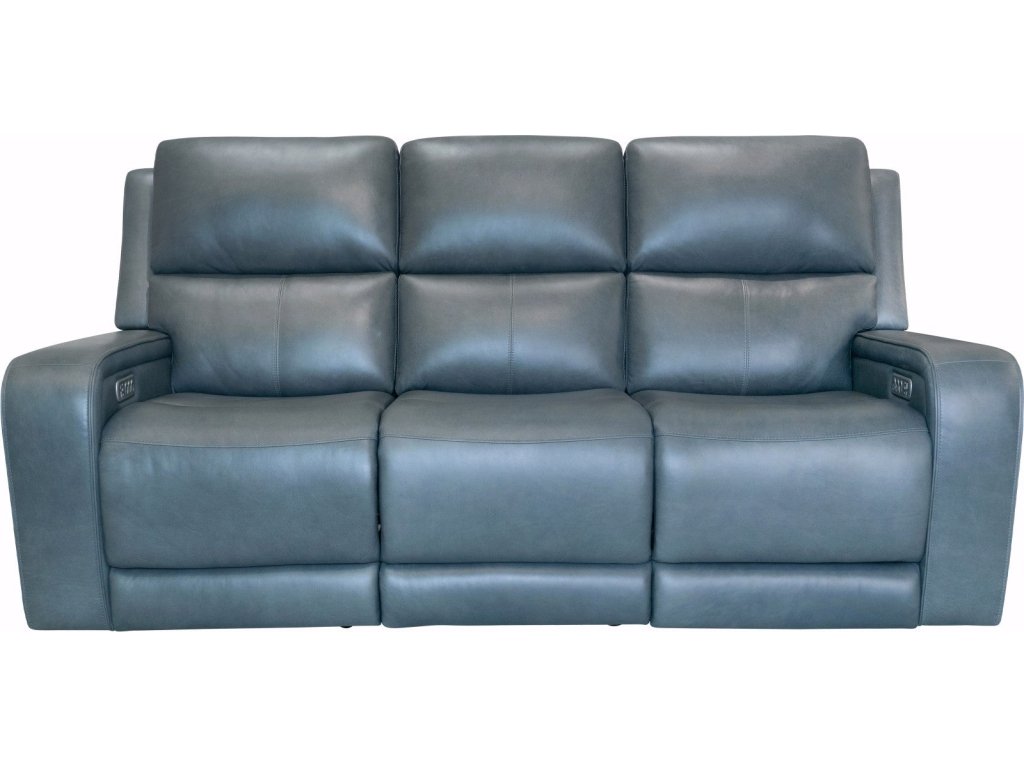 Oasis Storm Leather Power Reclining Sofa with Power Headrests, Lumbar, Heat & Massage