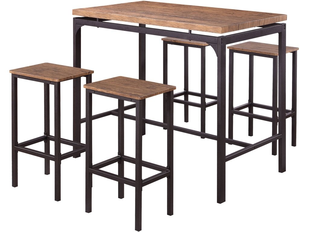 Santana 5-Piece Pub Height Bar Table Set Weathered Chestnut