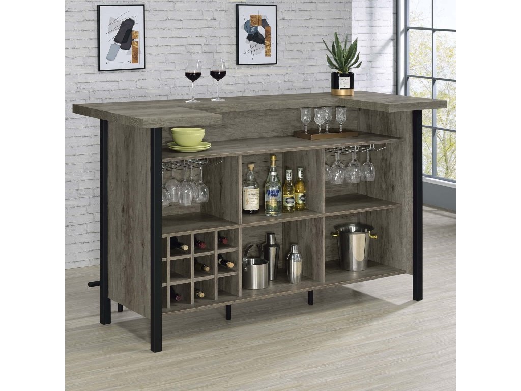 Bellemore Freestanding Home Bar Wine Cabinet Grey Driftwood