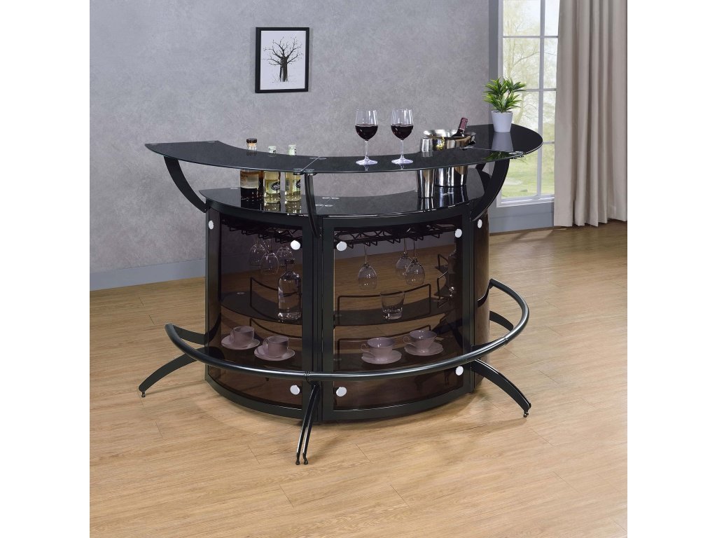 Dallas 3-Piece Curved Freestanding Home Bar Cabinet Black