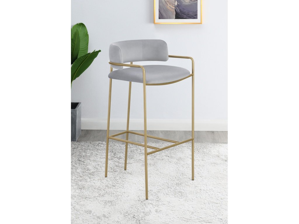 Comstock Upholstered Low Back Stool Grey And Gold