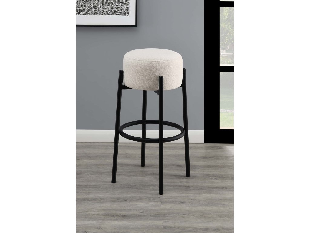 Leonard Upholstered Backless Bar Stool White (Set Of 2)