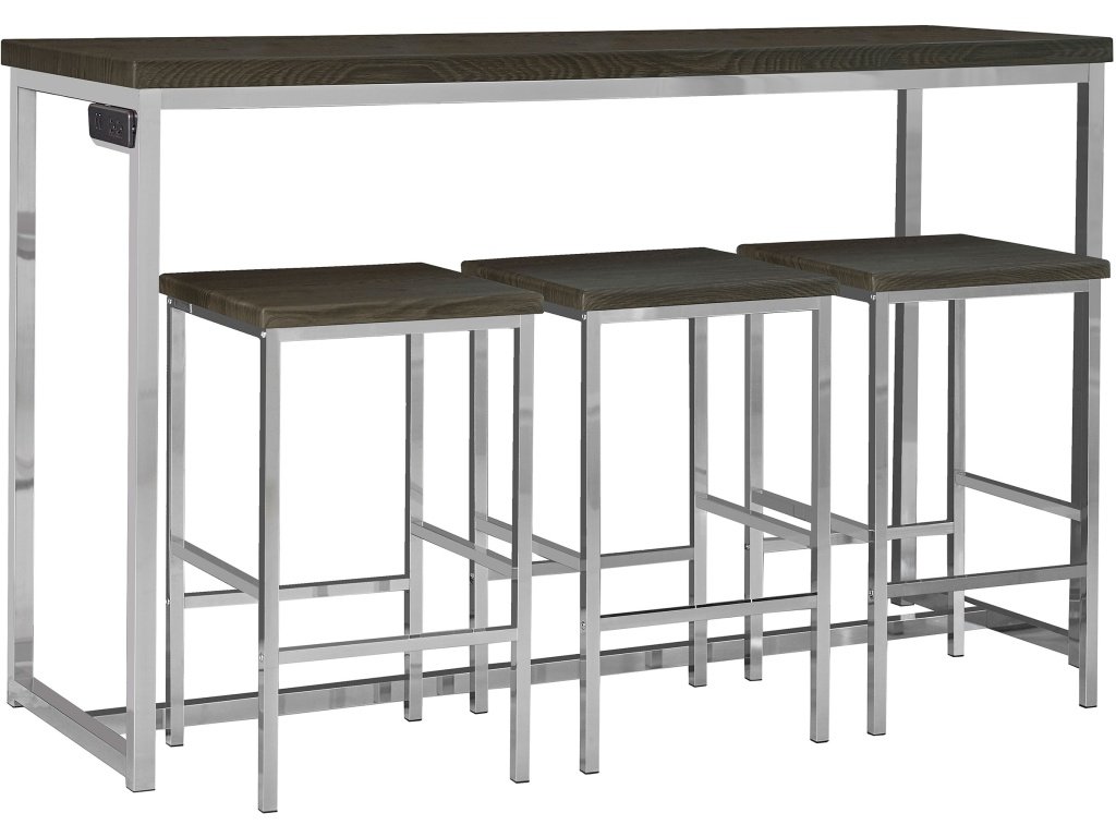 Cassidy 4-Piece Rectangular Counter Height Set Dark Oak And Chrome