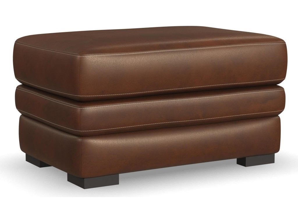 David Pecan Leather Ottoman