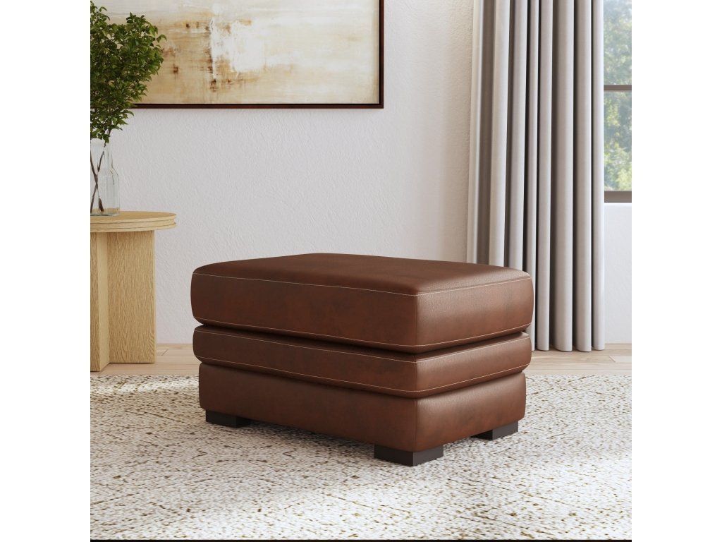 David Pecan Leather Ottoman