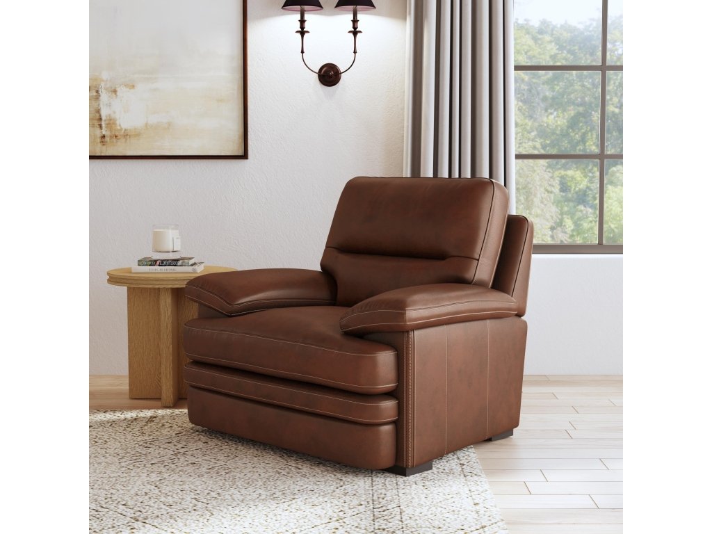 David Pecan Leather Chair