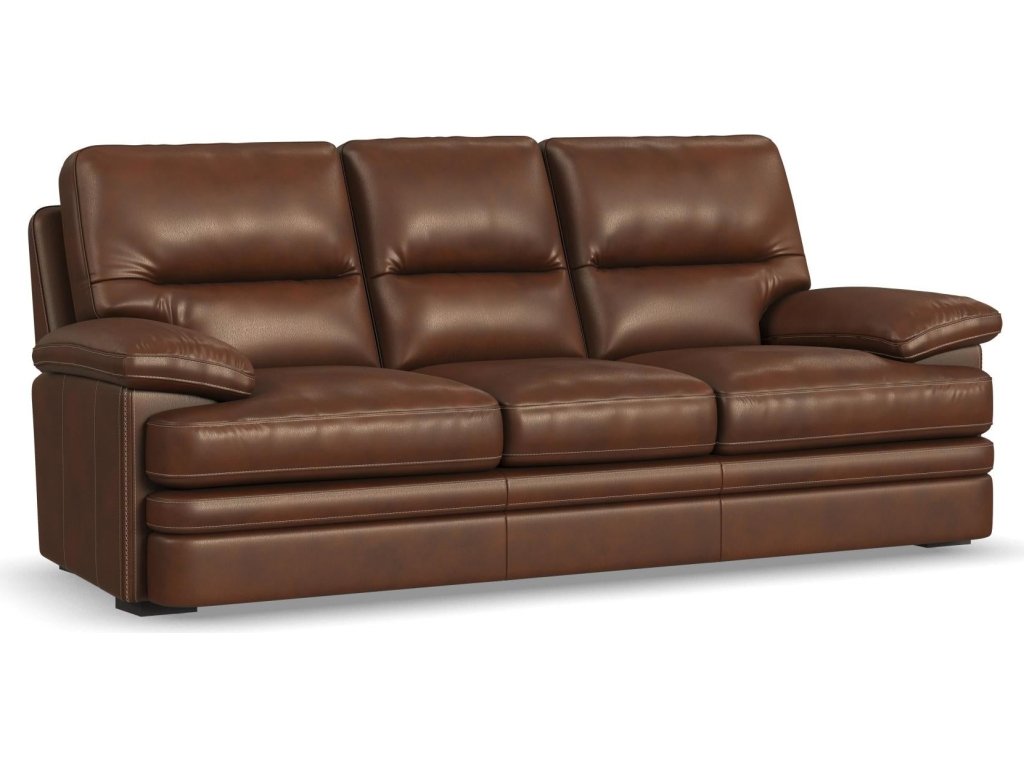 David Pecan Leather Sofa