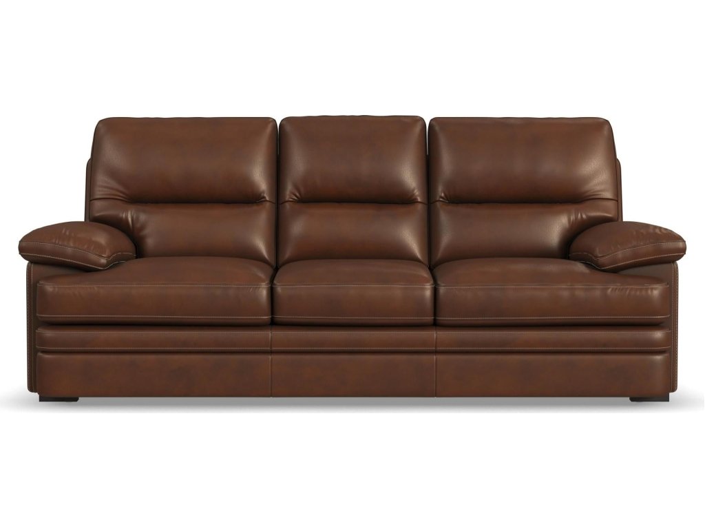 David Pecan Leather Sofa