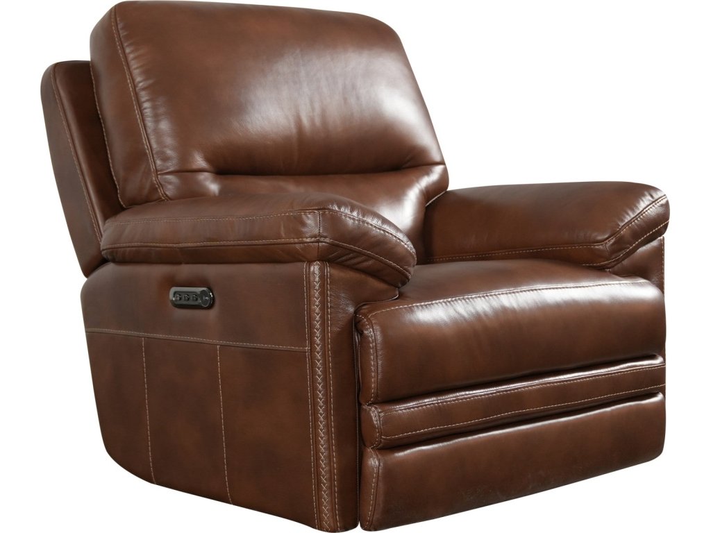 David Pecan Leather Power Gliding Recliner with Power Headrest & Lumbar