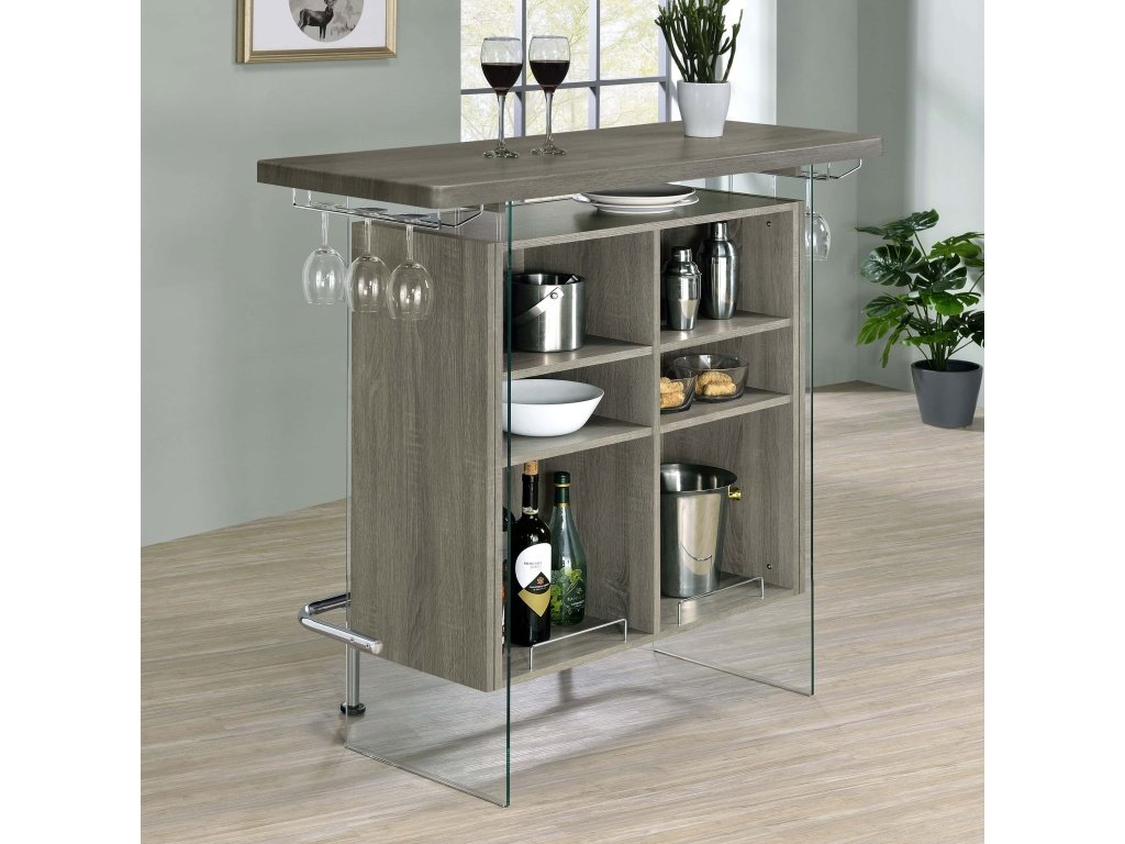 Acosta Rectangular Bar Unit With Footrest And Glass Side Panels