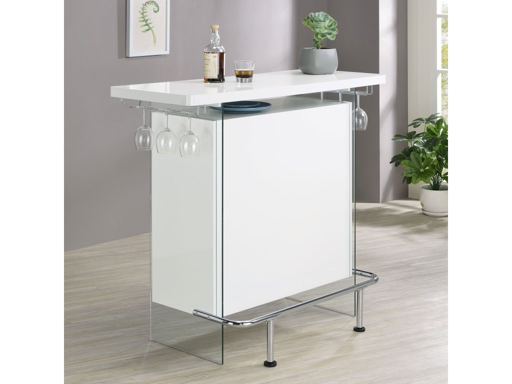 Acosta Freestanding Home Bar Wine Cabinet White High Gloss