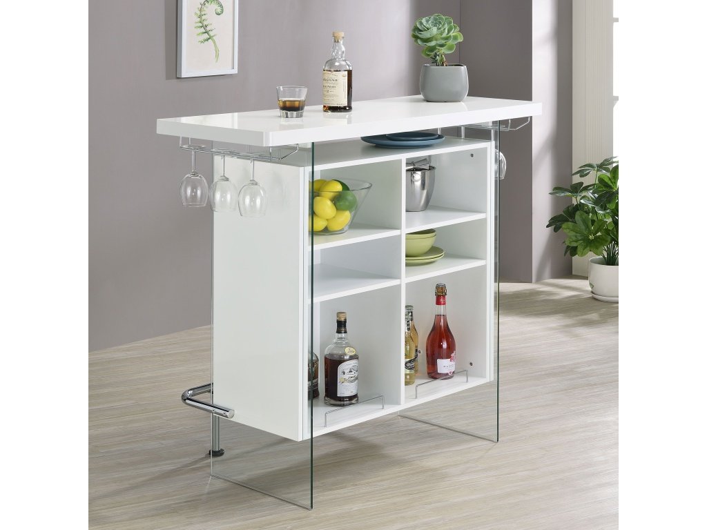 Acosta Freestanding Home Bar Wine Cabinet White High Gloss