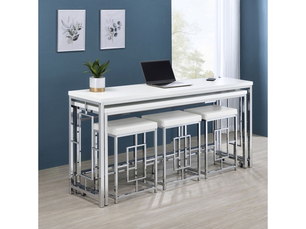 Jackson 5-Piece Multipurpose Counter Height Table Set White And Chrome