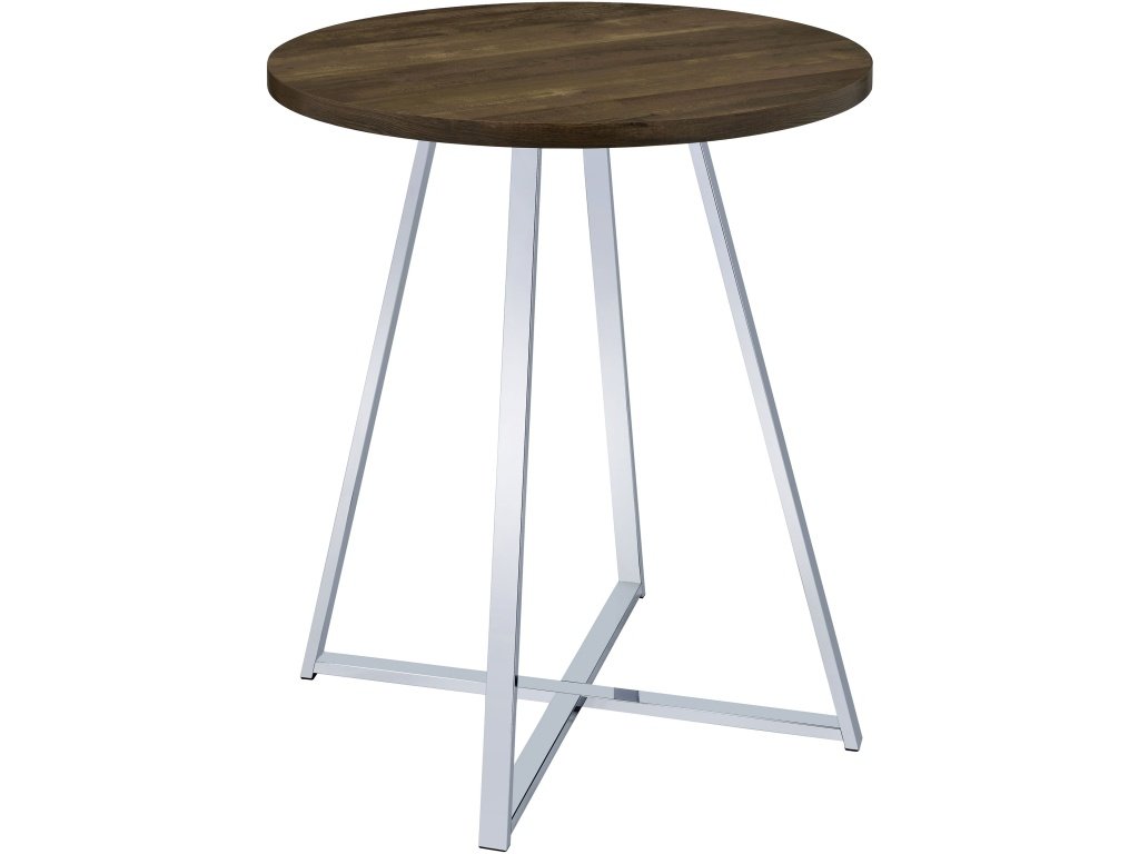 Burkhart Sled Base Round Bar Table Brown Oak And Chrome