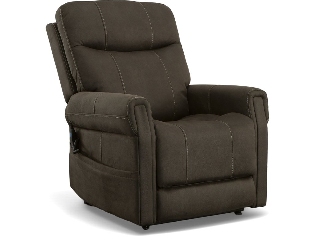 Jenkins Bark Fabric Power Lift Recliner with Right-Hand Control & Power Headrest