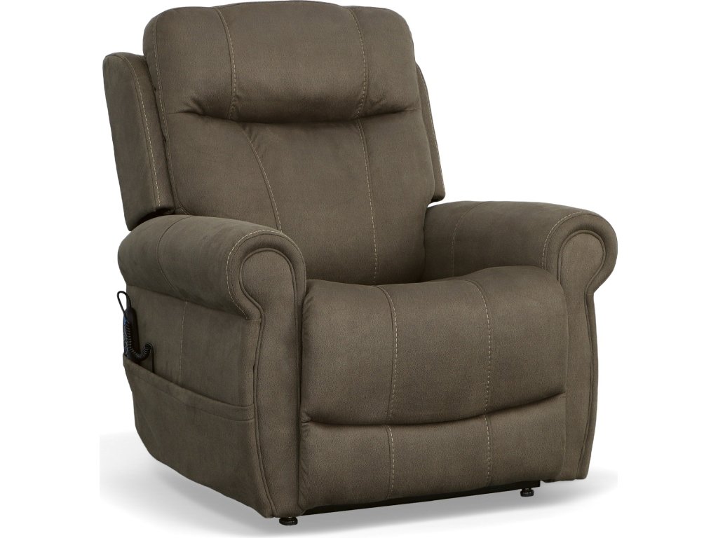 Stewart Mossy Grey Fabric Power Lift Recliner with Power Headrest & Lumbar