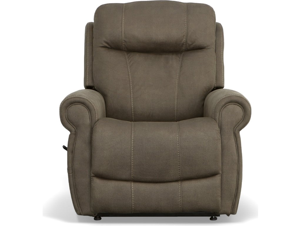 Stewart Mossy Grey Fabric Power Lift Recliner with Power Headrest & Lumbar