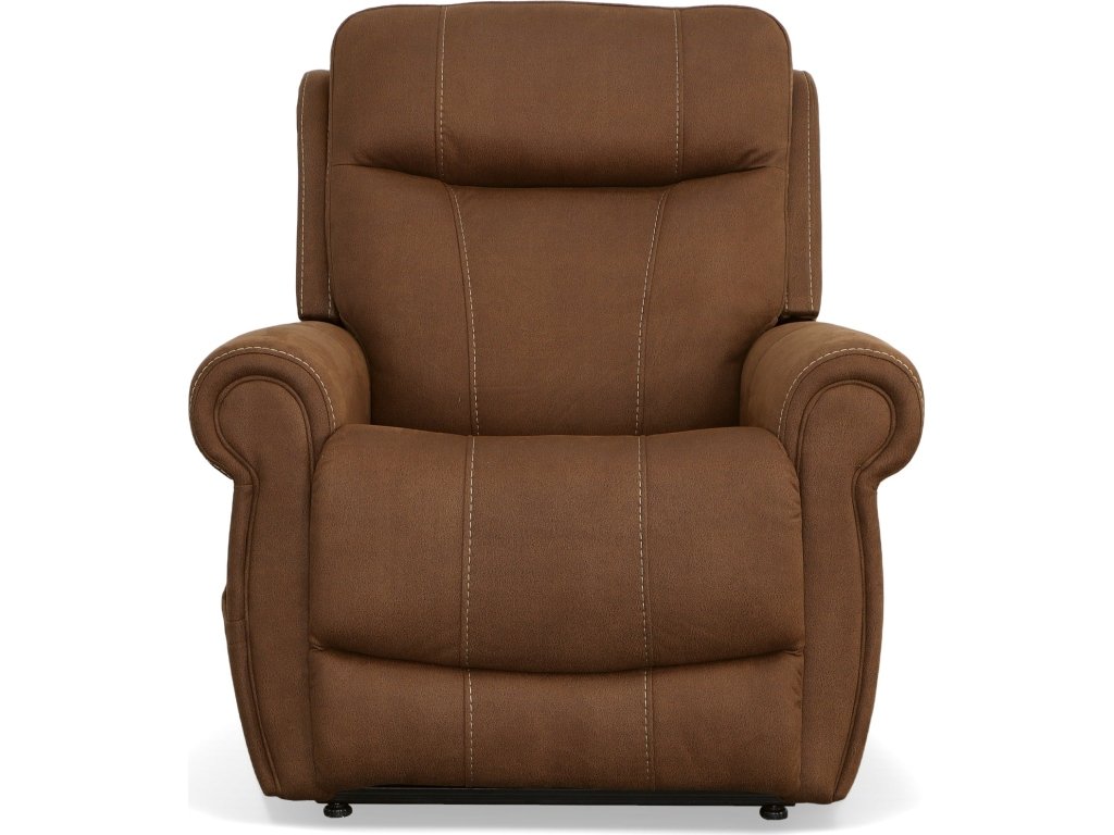 Stewart Amber Brown Fabric Power Lift Recliner with Power Headrest & Lumbar