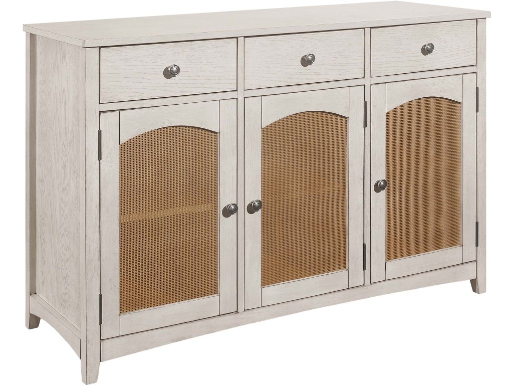 Kirby 3-Drawer Rectangular Server With Adjustable Shelves Natural And Rustic Off White