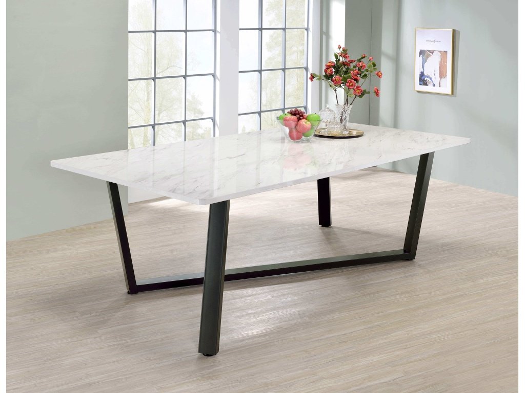 Mayer Rectangular 87-Inch Faux Marble Dining Table White