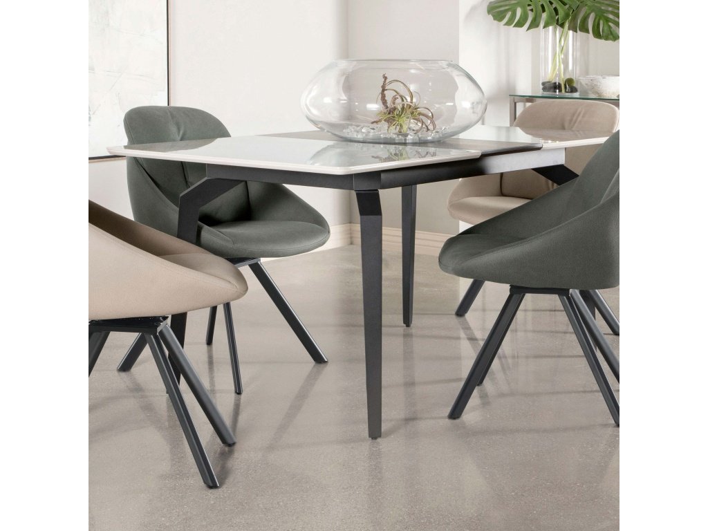 Mina Rectangular 65-Inch Extension Dining Table Grey Ceramic