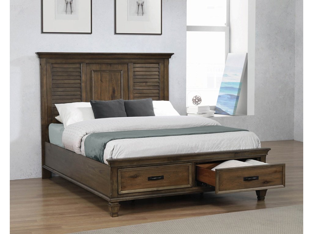 Franco 4-Piece Eastern King Storage Bedroom Set Burnished Oak