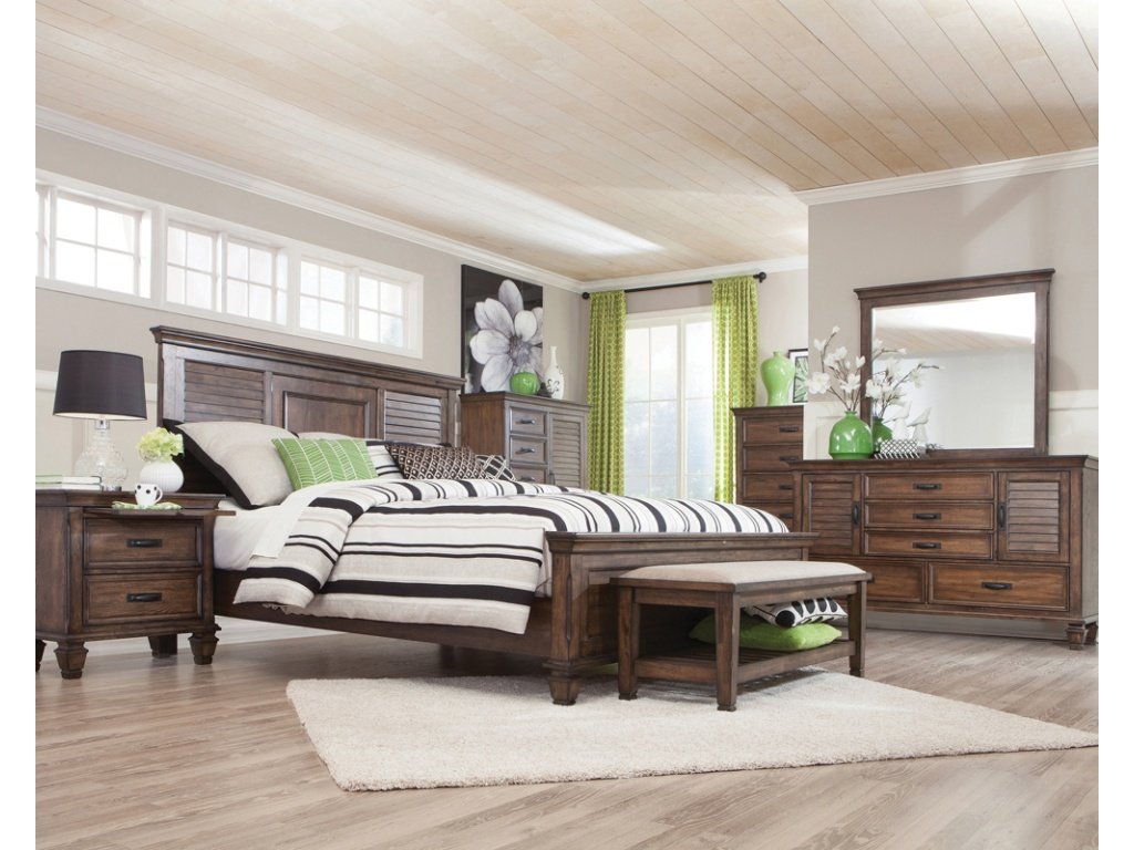 Franco 4-Piece Eastern King Storage Bedroom Set Burnished Oak