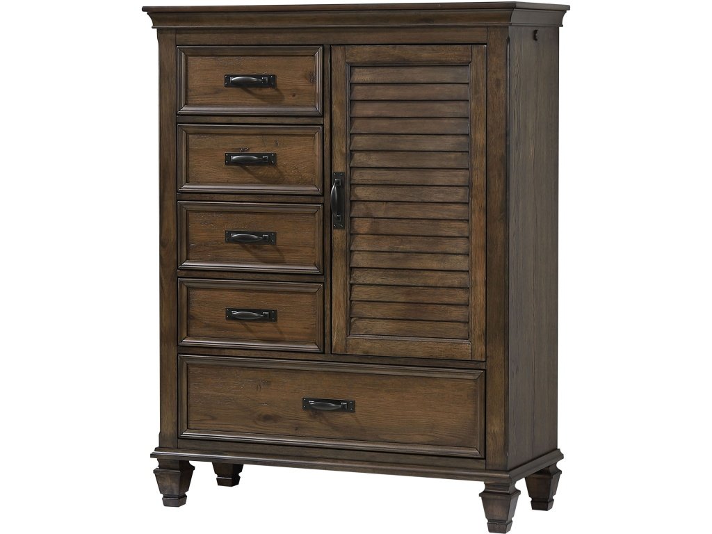 Franco 5-Drawer Door Chest Burnished Oak