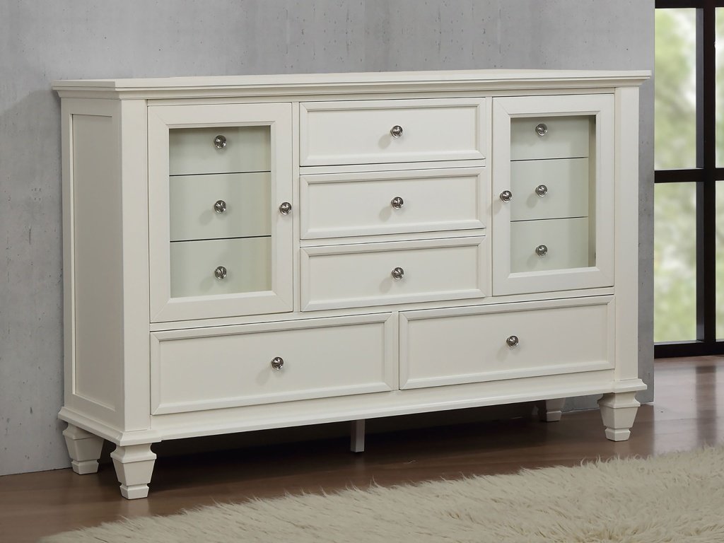 Sandy Beach 11-Drawer Rectangular Dresser Cream White