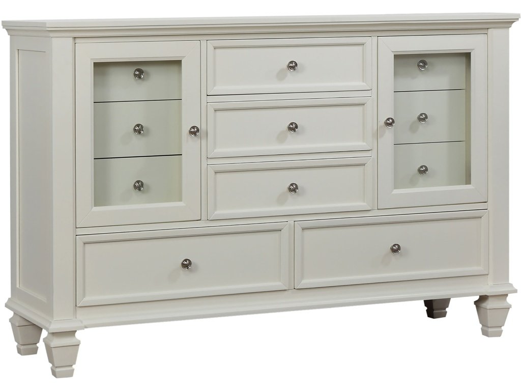 Sandy Beach 11-Drawer Rectangular Dresser Cream White