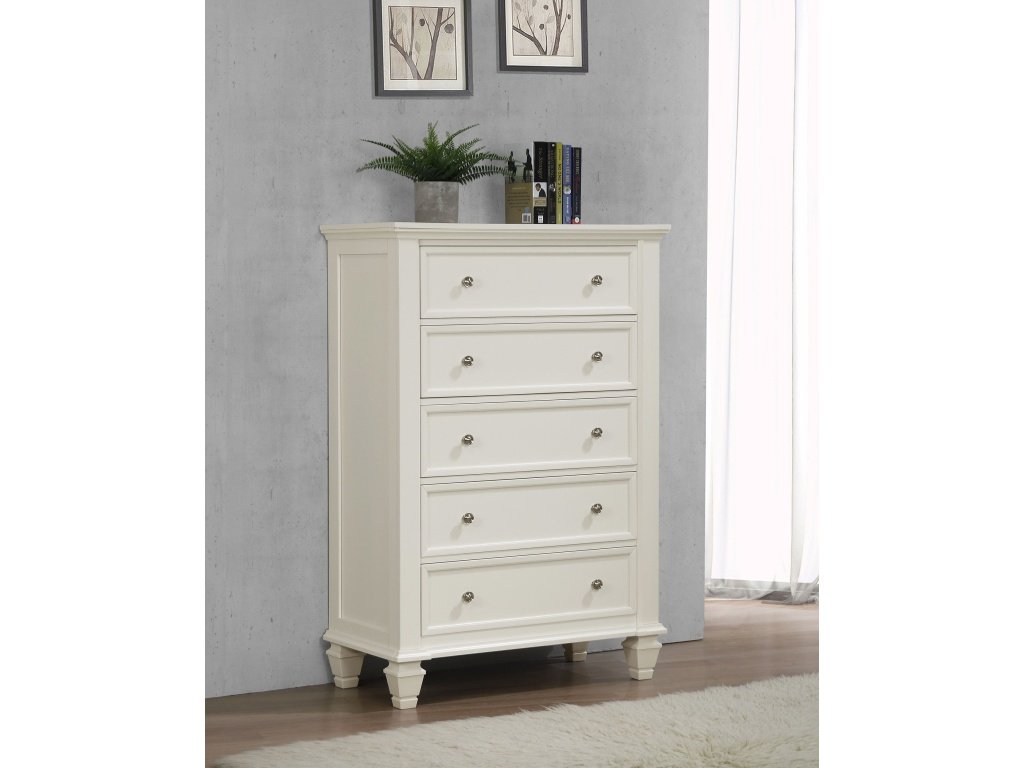 Sandy Beach 5-Drawer Rectangular Chest Cream White