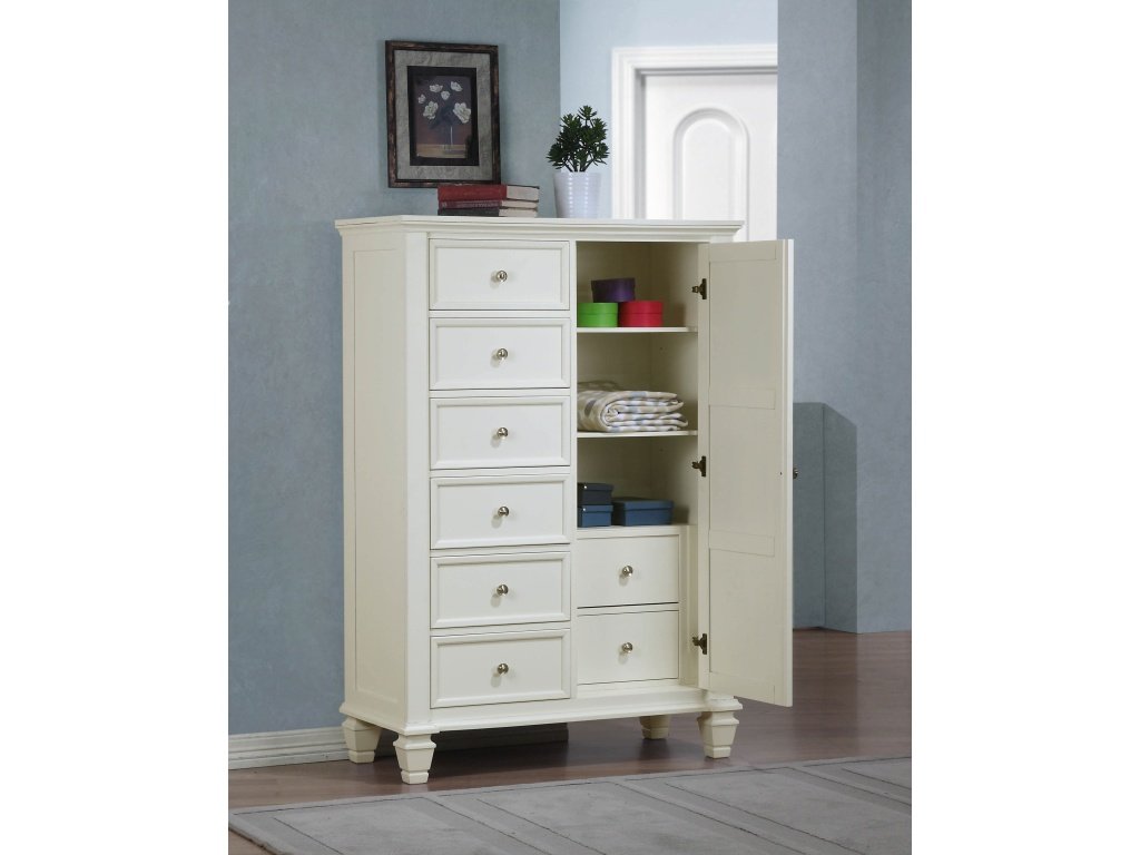 Sandy Beach 8-Drawer Door Chest Cream White