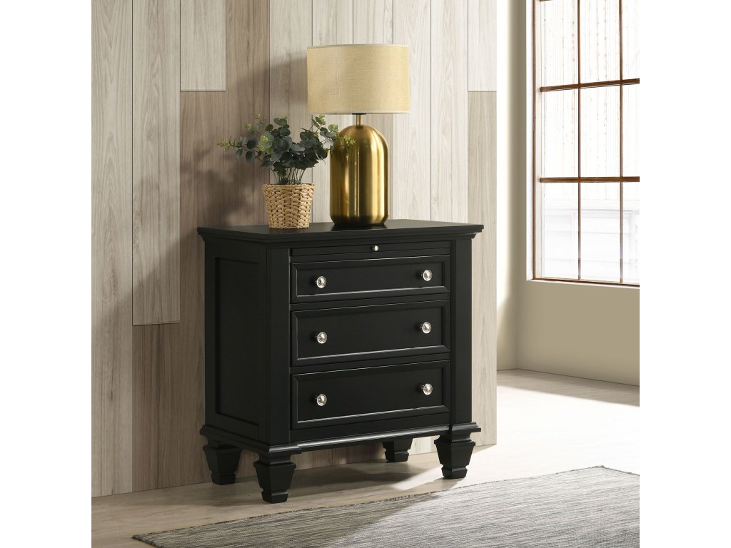 Sandy Beach 3-Drawer Nightstand Black