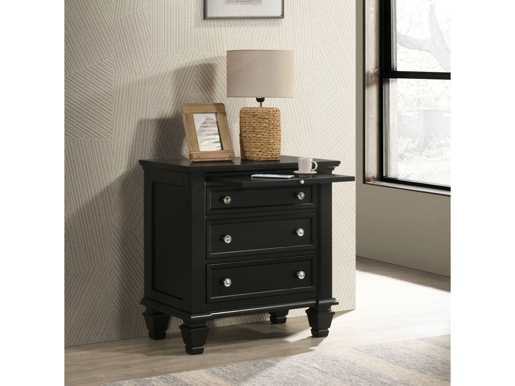 Sandy Beach 3-Drawer Nightstand Black