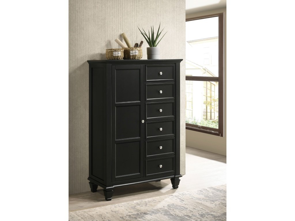 Sandy Beach 8-Drawer Door Chest Black