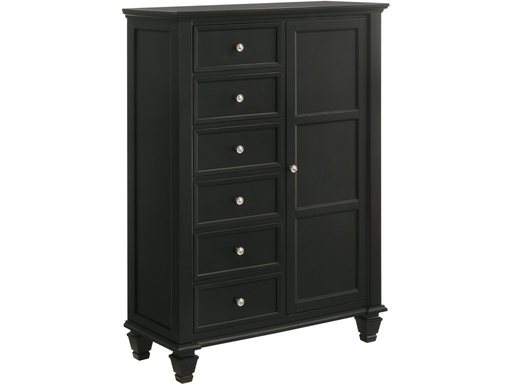 Sandy Beach 8-Drawer Door Chest Black