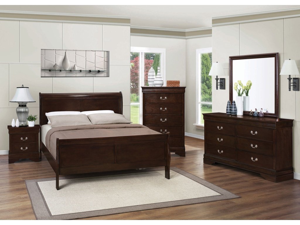 Louis Philippe Panel Bedroom Set With High Headboard