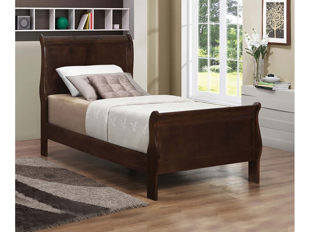 Louis Philippe Twin Panel Sleigh Bed Cappuccino