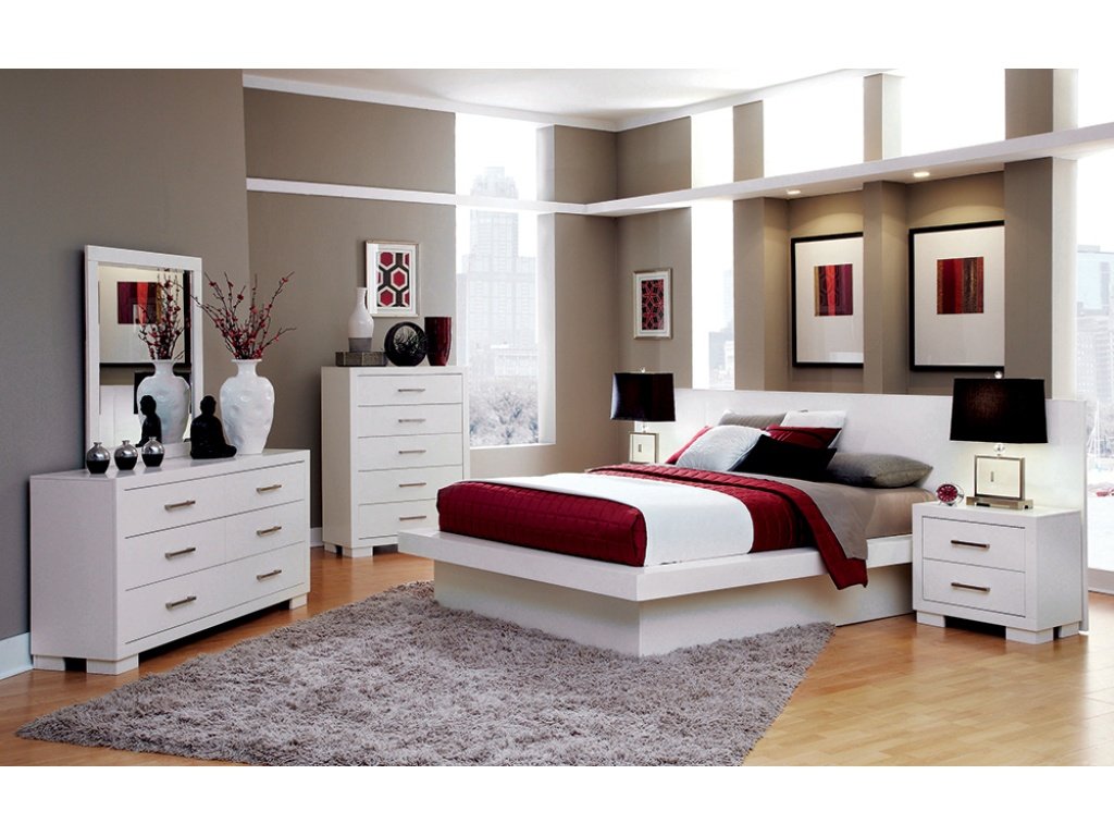 Jessica Wood Queen LED Panel Bed Cream White