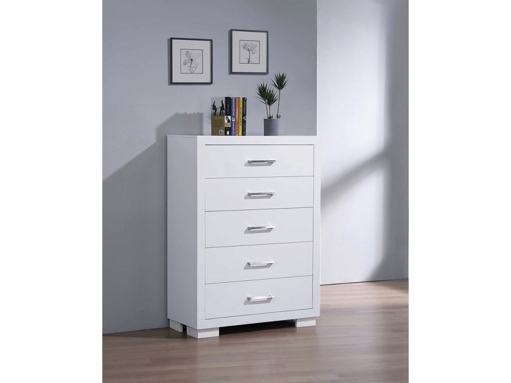 Jessica 5-Drawer Bedroom Chest Cream White