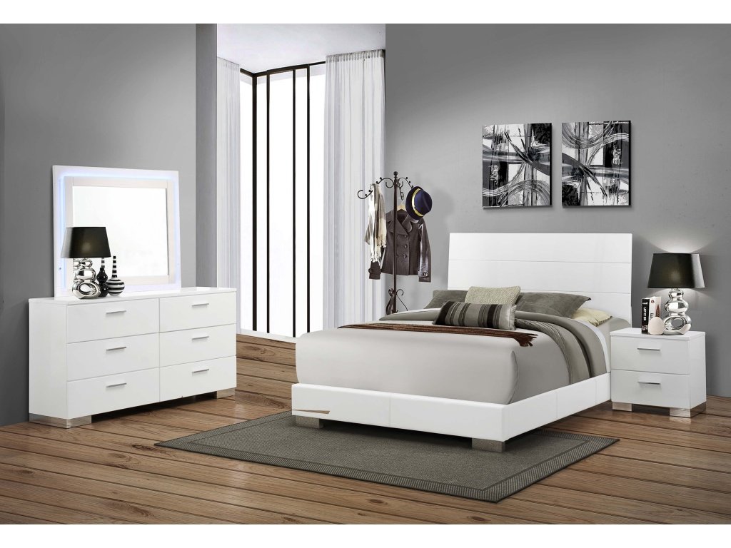 Felicity Wood Queen Panel Bed White High Gloss