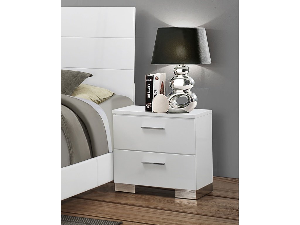 Felicity 2-Drawer Nightstand White High Gloss