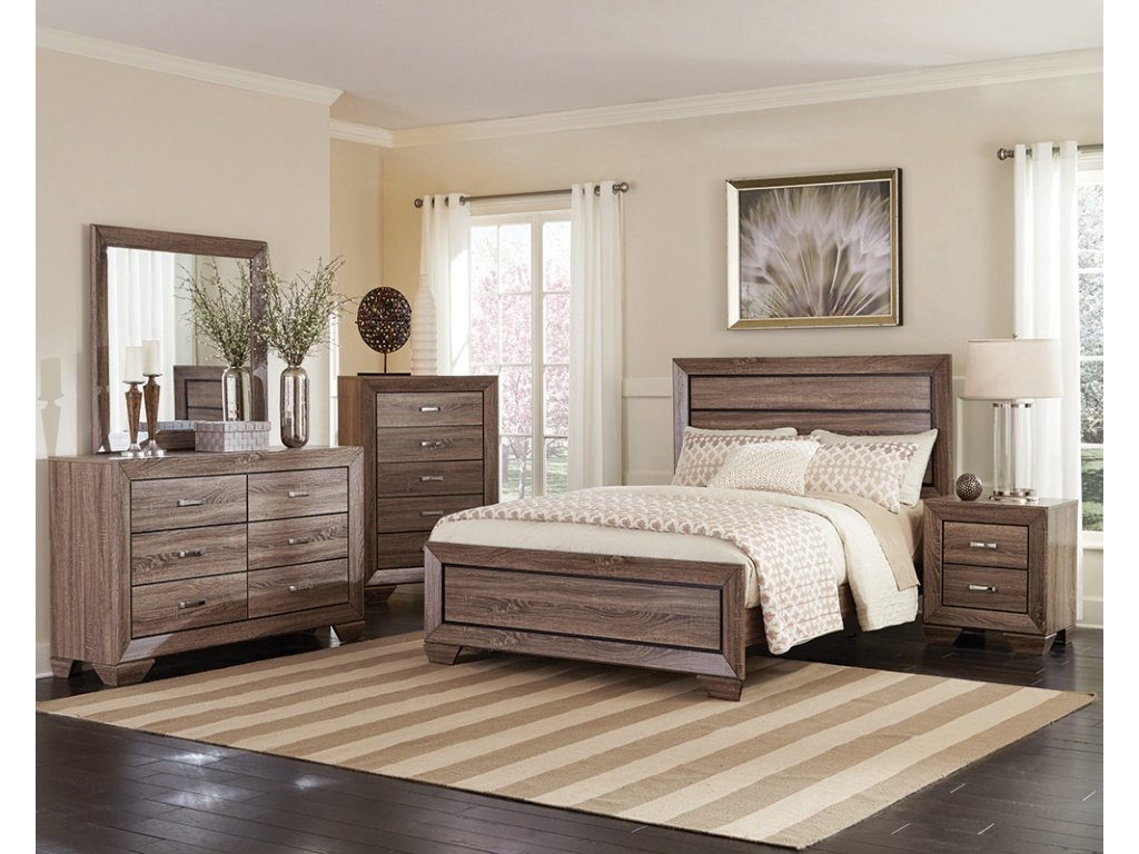 Kauffman Wood California King Panel Bed Washed Taupe