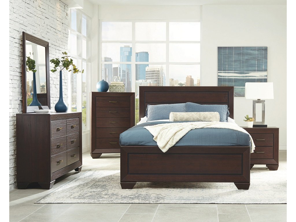 Kauffman Wood Eastern King Panel Bed Dark Cocoa