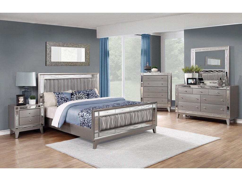 Leighton 4-Piece Full Bedroom Set Metallic Mercury