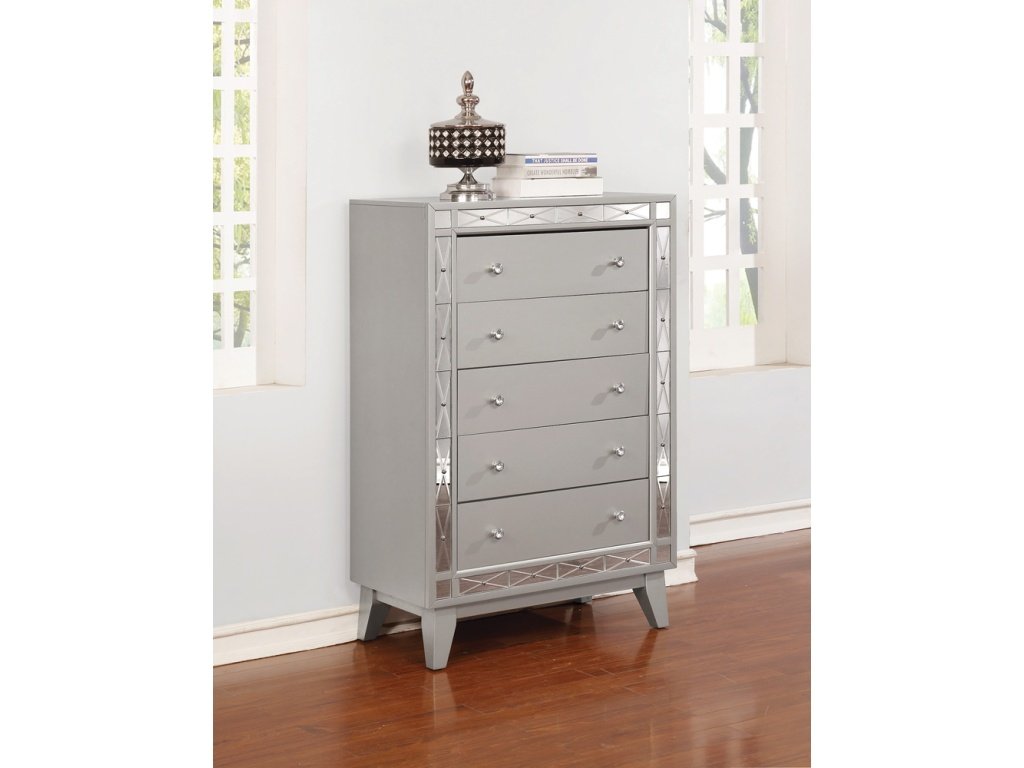 Leighton 5-Drawer Bedroom Chest Metallic Mercury