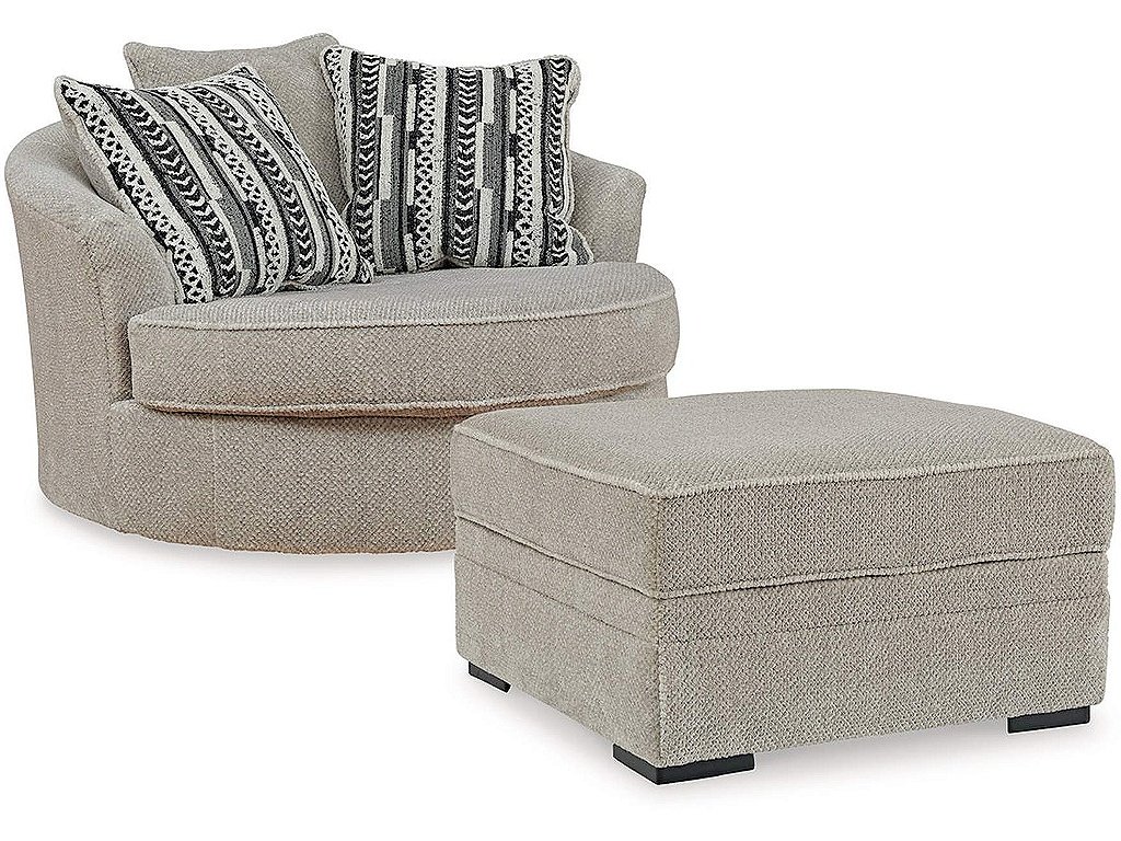 Calnita Oversized Swivel Chair and Ottoman