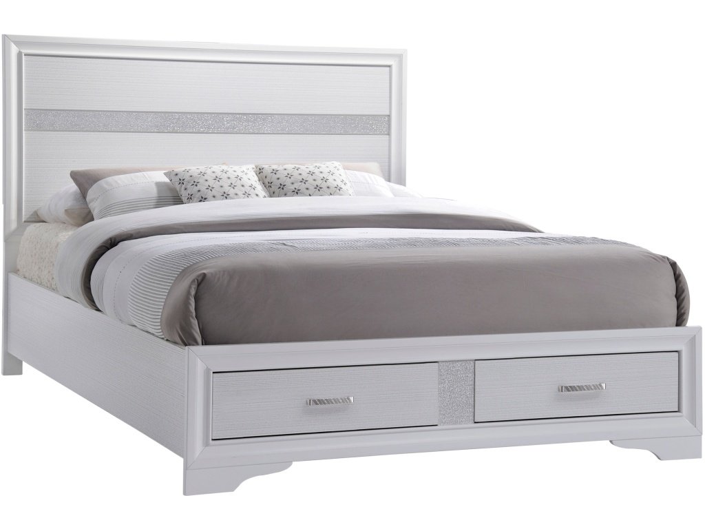 Miranda Wood California King Storage Panel Bed White