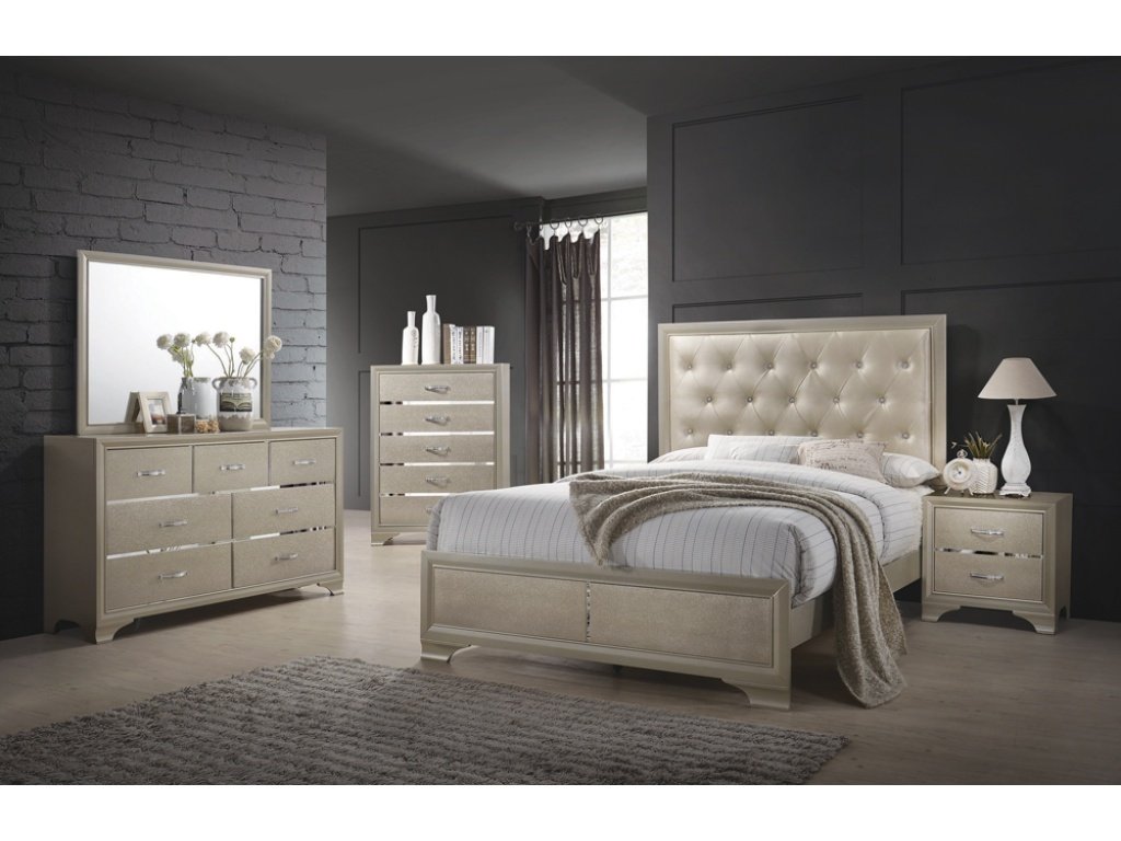 Beaumont Wood Eastern King Panel Bed Champagne