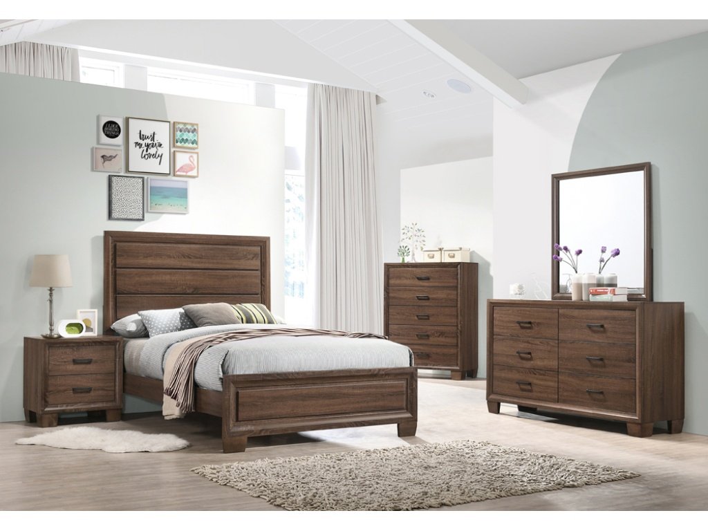 Brandon 5-Piece Full Bedroom Set Warm Brown